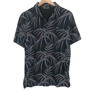 TRAVIS MATHEW Pima Cotton Blend Palm Leaf Polo Shirt Mens M Black Blue S/S Golf